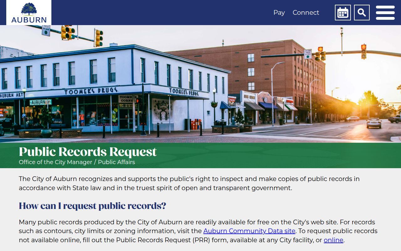 Auburn Alabama public records request portal