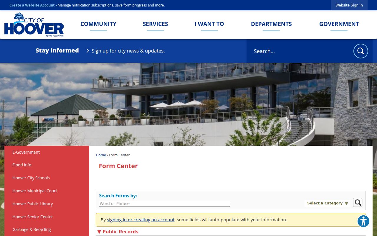 Hoover Alabama city public records request portal