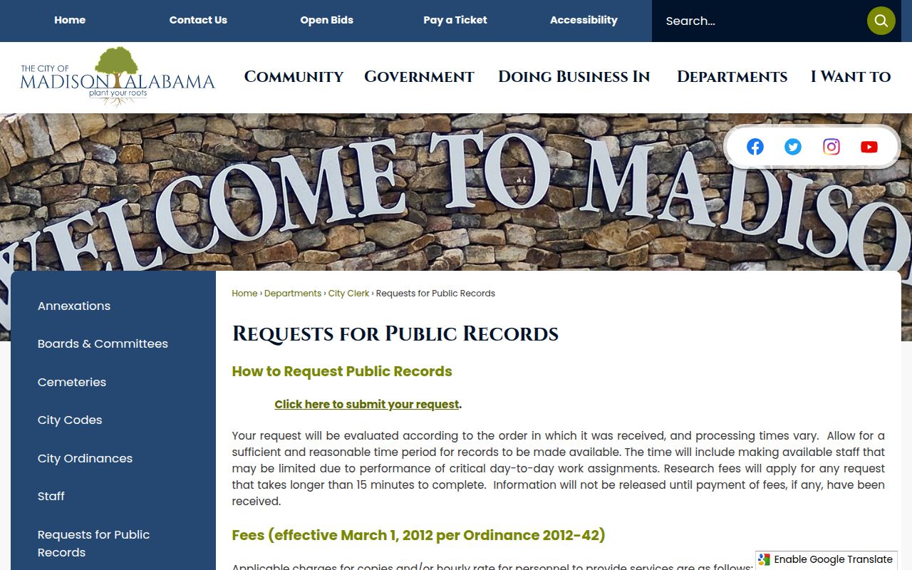 City of Madison public records request portal